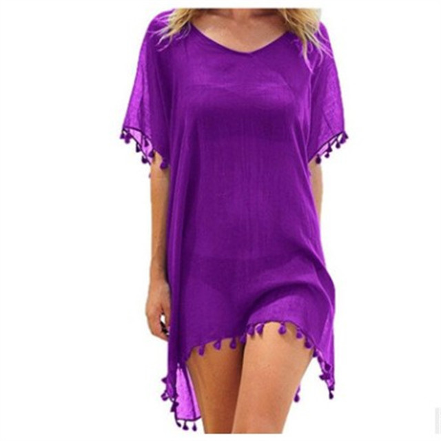 Damenblusen Lockere Chiffonkleider Sommer Strand Tunika Überzieh-Shirt