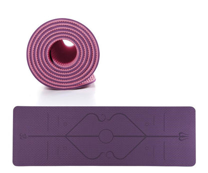 TPE Yoga Mat Non Slip Carpet Environmental Fitness 183*61cm rolled and flat, showcasing its anti-skid features.
