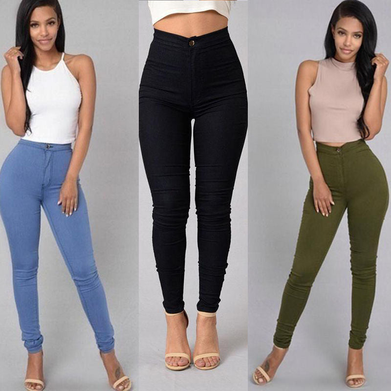 Leggings thin waist stretch pencil pants tight candy colored jeans