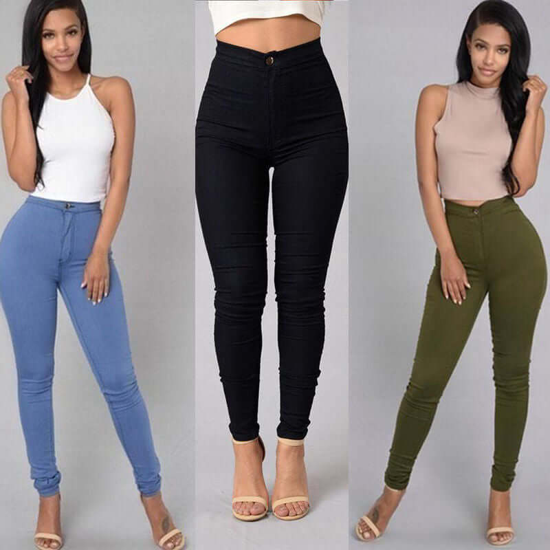 Leggings thin waist stretch pencil pants tight candy colored jeans