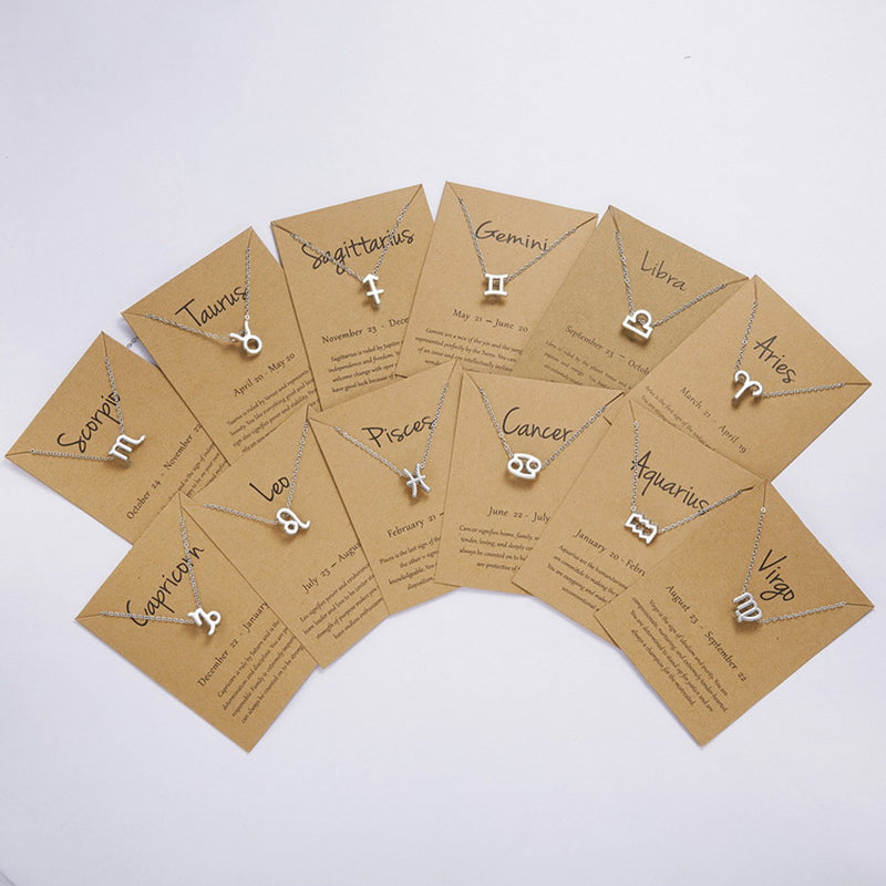 Zodiac sign necklaces with gift cards, constellation pendant necklace jewelry