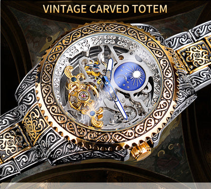Mechanical luxury watch for men, skeleton watch with tourbillon