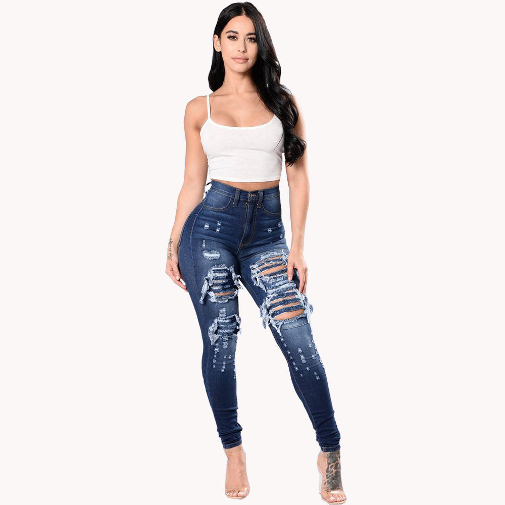 Damen Ripped Denim Jeans