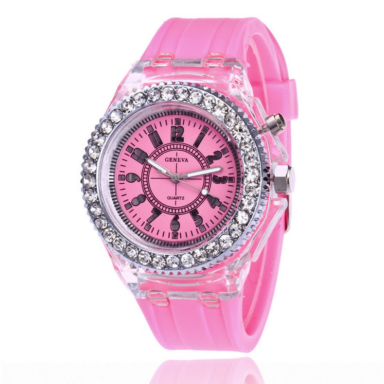 LED-Leuchtuhren Genf Damen Quarzuhr Damen Silikonarmbanduhr