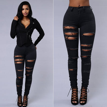 Zerrissene Jeans für Frauen, enge Hosen, lässige High-Waist-hose