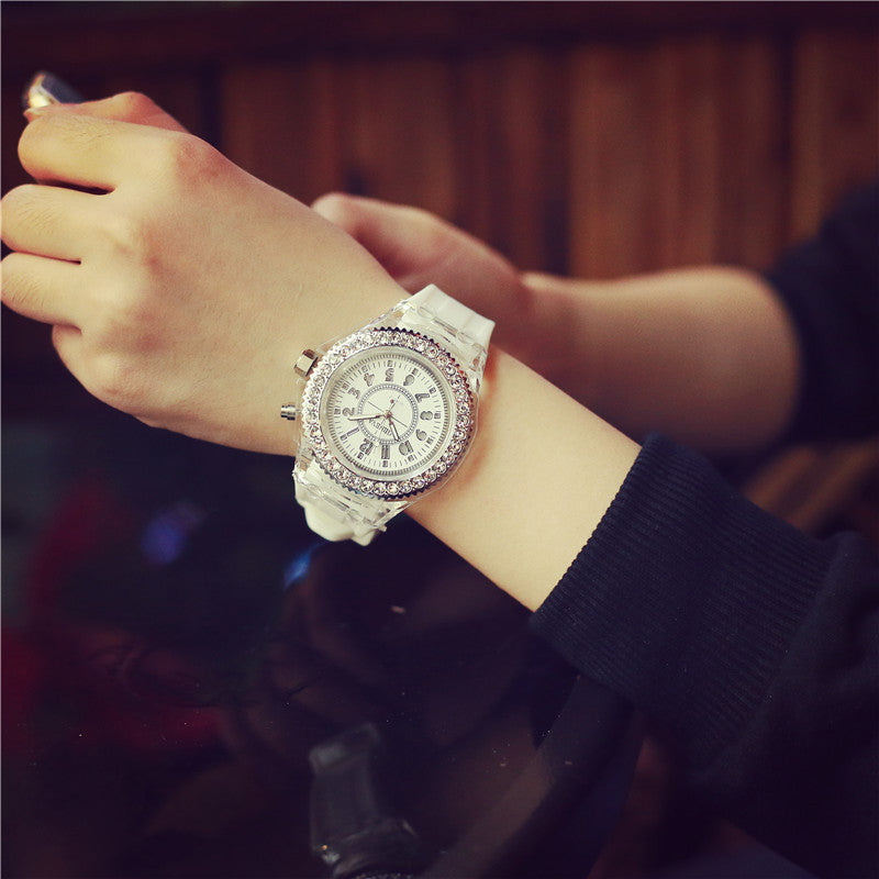 LED-Leuchtuhren Genf Damen Quarzuhr Damen Silikonarmbanduhr