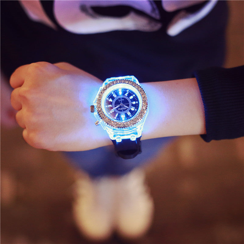 LED-Leuchtuhren Genf Damen Quarzuhr Damen Silikonarmbanduhr