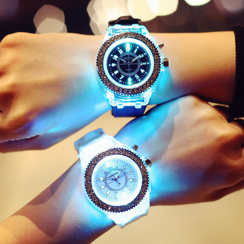 LED-Leuchtuhren Genf Damen Quarzuhr Damen Silikonarmbanduhr