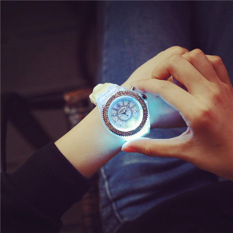 LED-Leuchtuhren Genf Damen Quarzuhr Damen Silikonarmbanduhr