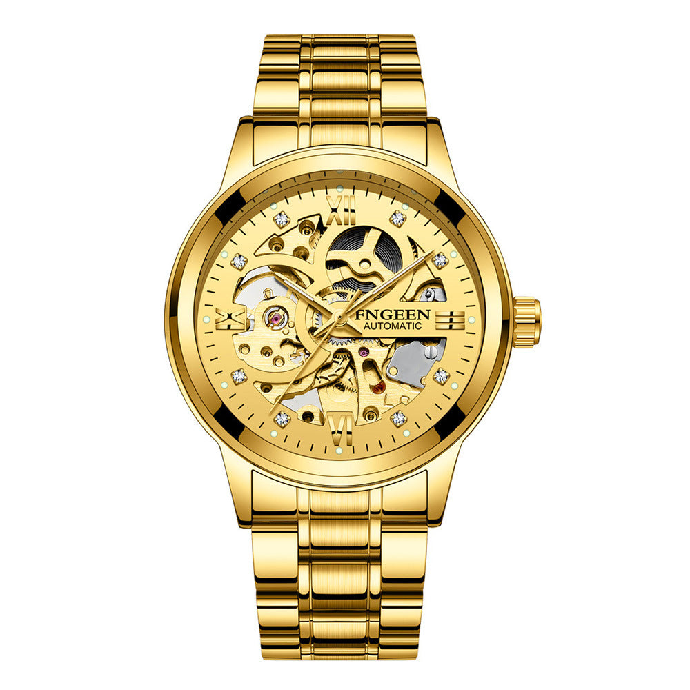 Modische Luxuriöse Leuchtende Wasserdichte Mechanische Uhr mit Stahlarmband