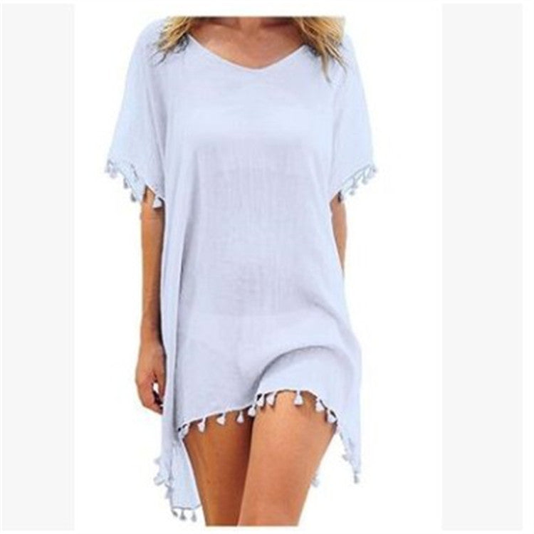 Damenblusen Lockere Chiffonkleider Sommer Strand Tunika Überzieh-Shirt