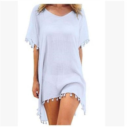 Damenblusen Lockere Chiffonkleider Sommer Strand Tunika Überzieh-Shirt