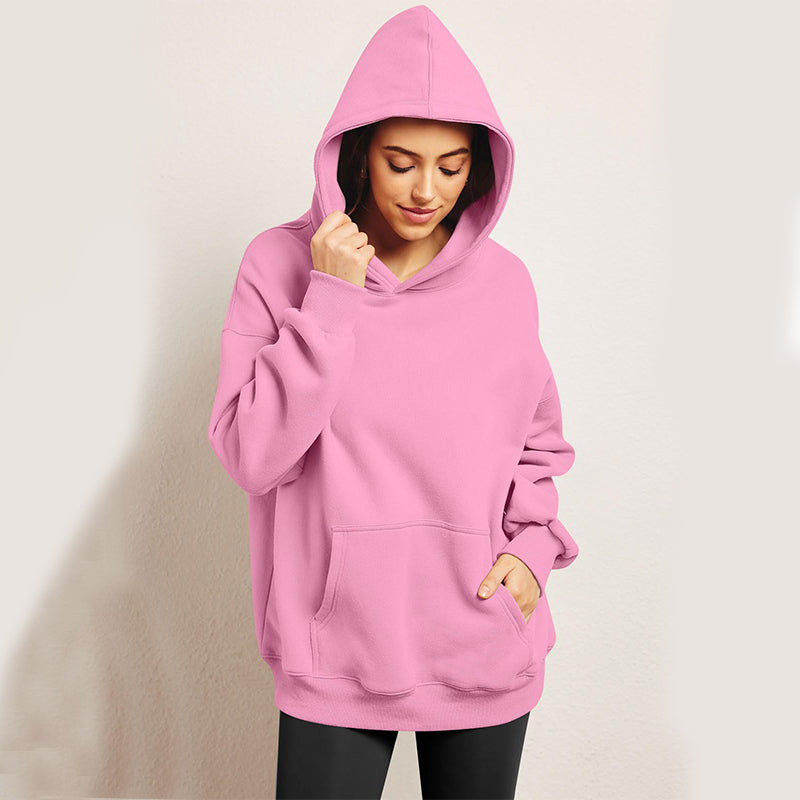 Damen Oversized Hoodie Fleece Lockerer Pullover mit Tasche Langarm Pullover Hoodies Pullover Winter-Herbst-Outfits Sportbekleidung
