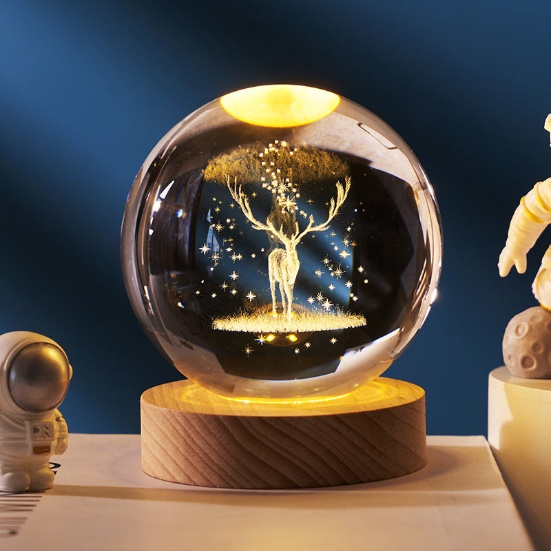 Leuchtender Sternen himmel und Planeten Mond Mond Kristall kugel Kleine Nacht lampe Projektion Ambiente Licht Kreatives Geschenk Neues seltsames Geschenk - MG-warehouse24.de UG