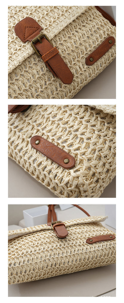 Damen Sommer Beach Travel Crossbody Strohtasche