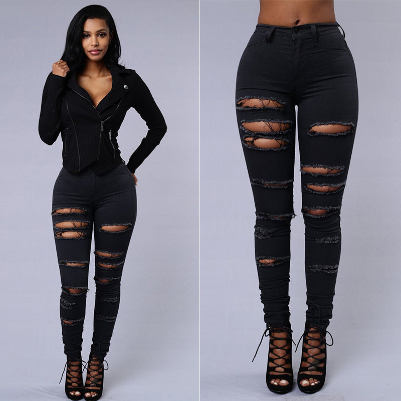 Zerrissene Jeans für Frauen, enge Hosen, lässige High-Waist-hose