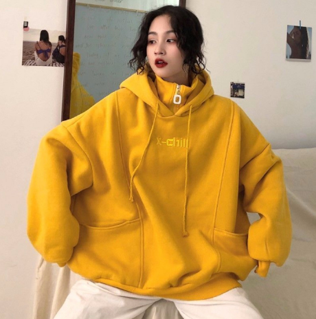 Damen Hoodies Herbst Winter Neuer Koreanischer Stil Studenten Locker Bestickt Einfach Plus Samt Hohe Qualität Weiche Damenbekleidung Schick