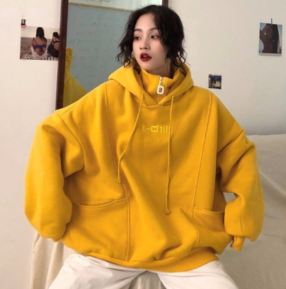 Damen Hoodies Herbst Winter Neuer Koreanischer Stil Studenten Locker Bestickt Einfach Plus Samt Hohe Qualität Weiche Damenbekleidung Schick