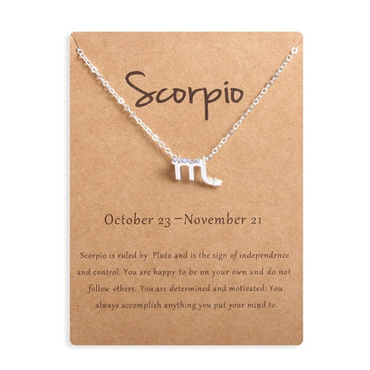 Zodiac sign necklaces with gift cards, constellation pendant necklace jewelry
