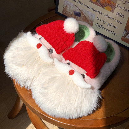 Süße Weihnachtsmann Hausschuhe Winter Warm Indoor rutschfeste Boden Plüschschuhe für Frauen