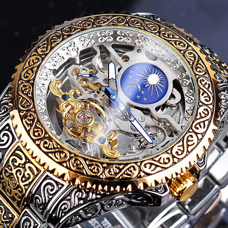 Mechanical luxury watch for men, skeleton watch with tourbillon