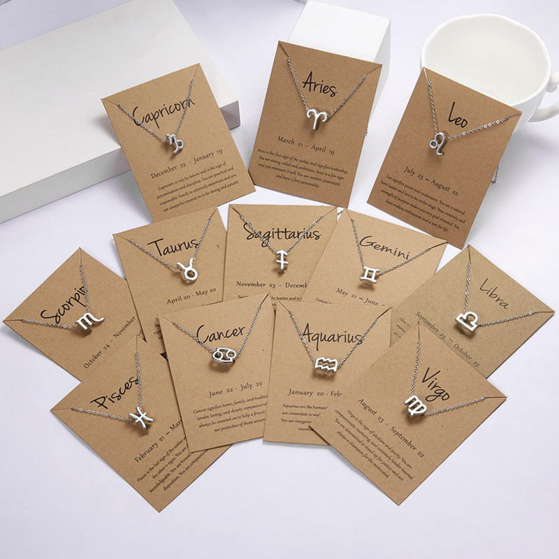 Zodiac sign necklaces with gift cards, constellation pendant necklace jewelry