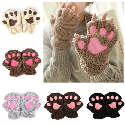 Winter Schöne Halbe Abdeckung Pfotenbär Katzenkrallen Handschuhe Kurzfinger