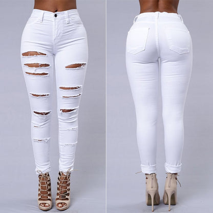 Zerrissene Jeans für Frauen, enge Hosen, lässige High-Waist-hose