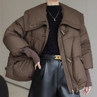 Daunenjacke für Damen, kurz mit Fellkragen, dick gefütterter Mantel, Winterkleidung