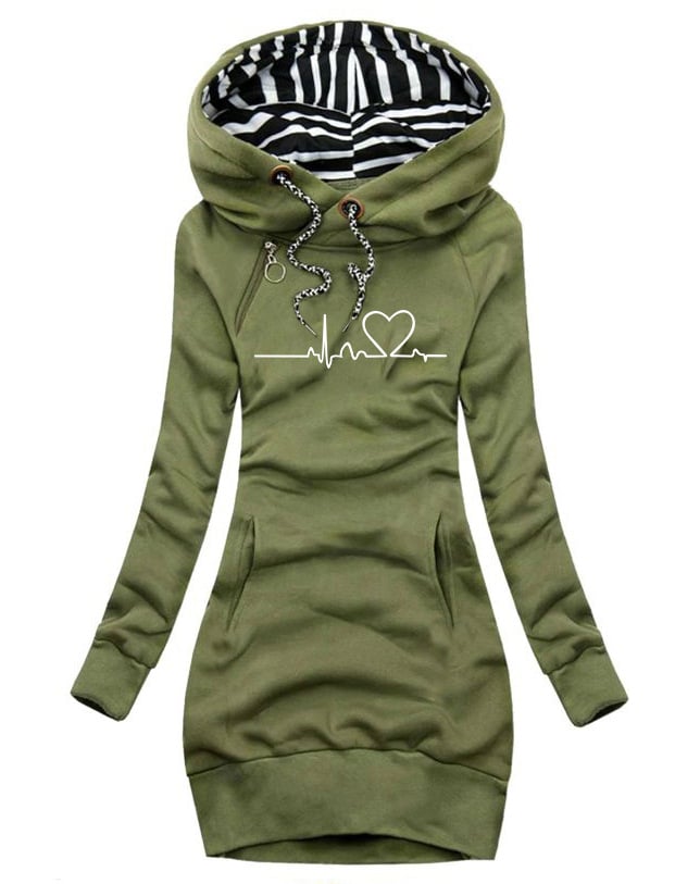 Herz-Print Lange Kleidung Damen Hoodie Sweatshirt Pullover Oberteile