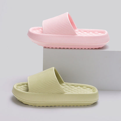 Summer EVA Slippers Solid Color Rhombus Stripe Anti-slip Slippers New Women&