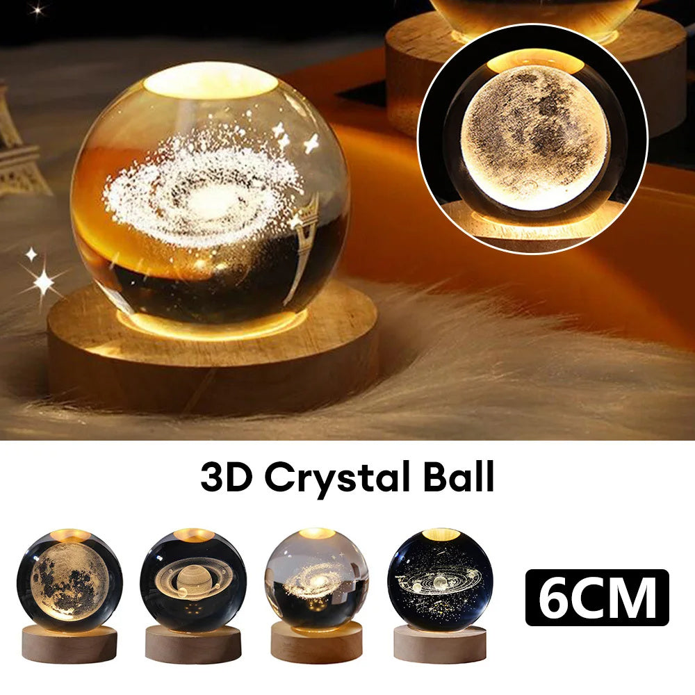 Leuchtender Sternen himmel und Planeten Mond Mond Kristall kugel Kleine Nacht lampe Projektion Ambiente Licht Kreatives Geschenk Neues seltsames Geschenk - MG-warehouse24.de UG