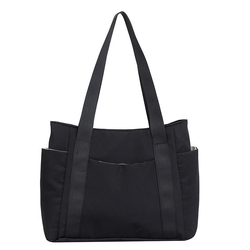 New Japanese style solid color shopping bag shoulder bag casual simple canvas handbag