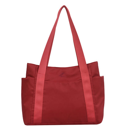 New Japanese style solid color shopping bag shoulder bag casual simple canvas handbag