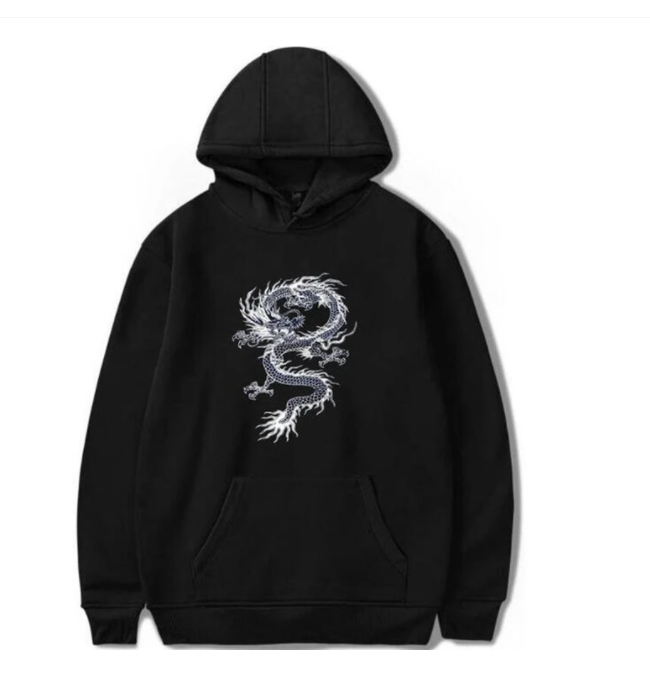 Hoodies Herren Chinesischer Drachen Print Hoodie Street Casual