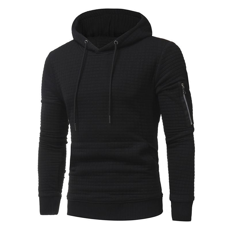 Men Sweatshirt Hoodie With Arm Zipper Long Sleeve Slim Tops 