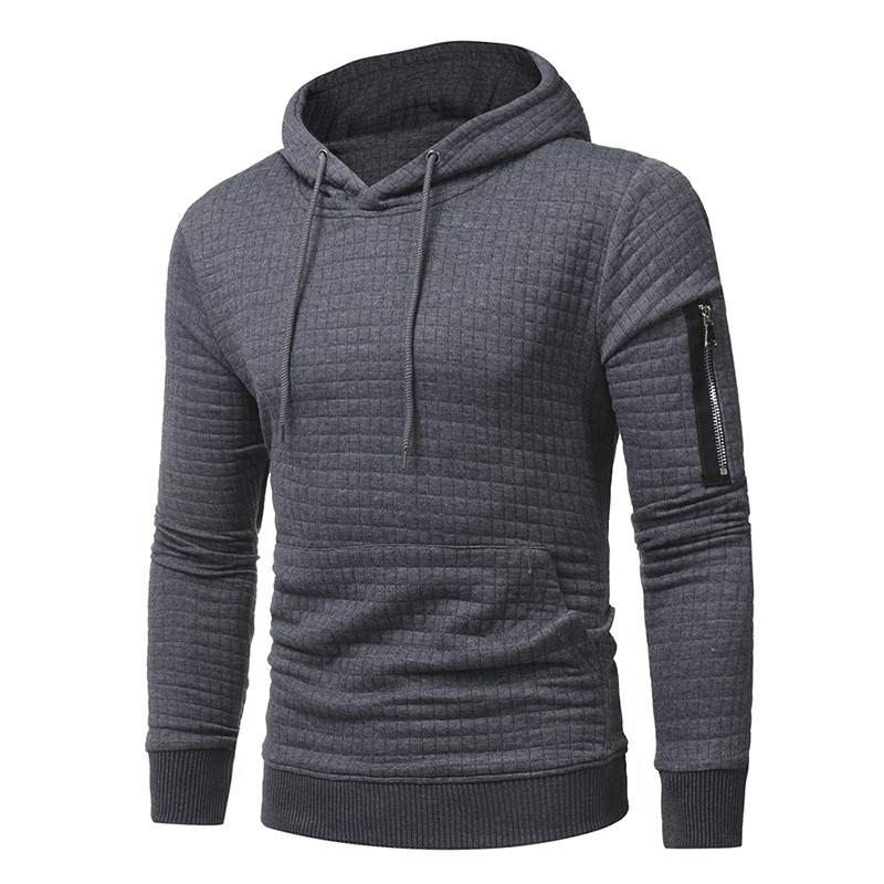 Men Sweatshirt Hoodie With Arm Zipper Long Sleeve Slim Tops 