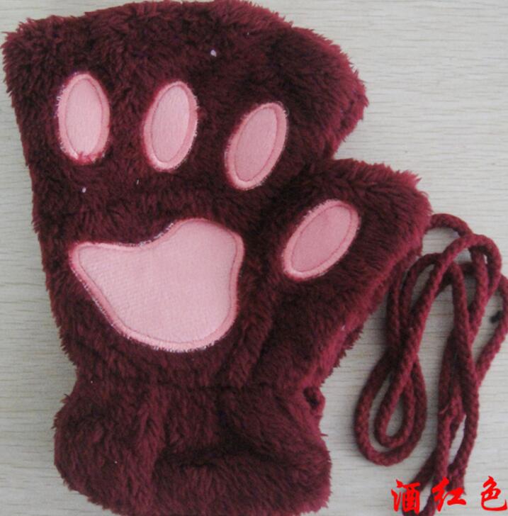 Winter Schöne Halbe Abdeckung Pfotenbär Katzenkrallen Handschuhe Kurzfinger
