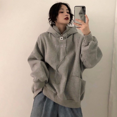 Damen Hoodies Herbst Winter Neuer Koreanischer Stil Studenten Locker Bestickt Einfach Plus Samt Hohe Qualität Weiche Damenbekleidung Schick
