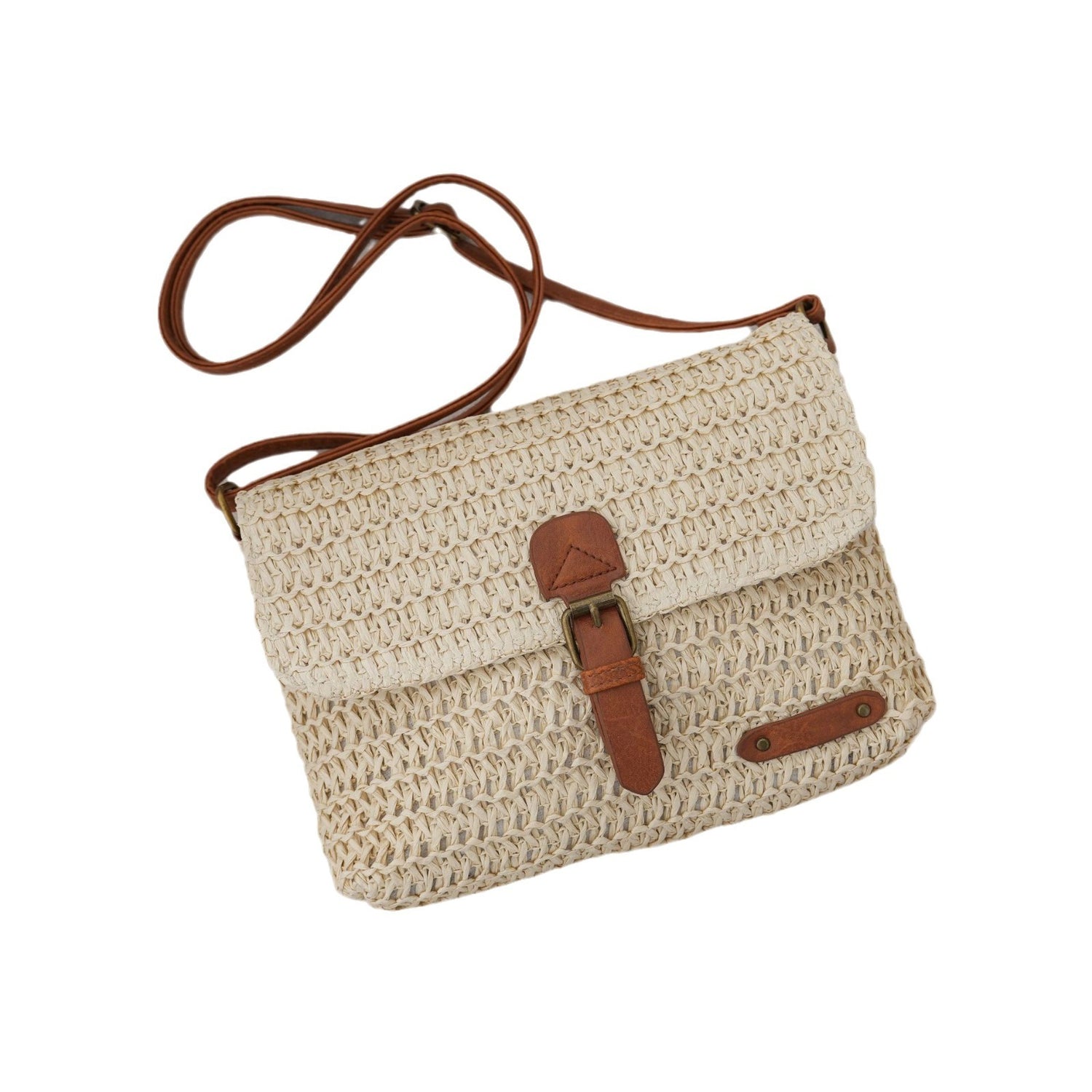 Damen Sommer Beach Travel Crossbody Strohtasche