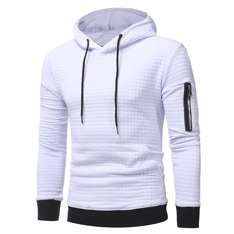 Men Sweatshirt Hoodie With Arm Zipper Long Sleeve Slim Tops 