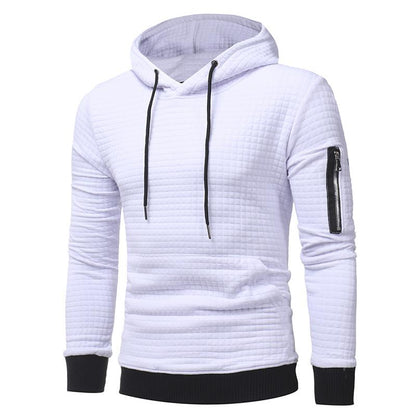 Men Sweatshirt Hoodie With Arm Zipper Long Sleeve Slim Tops 