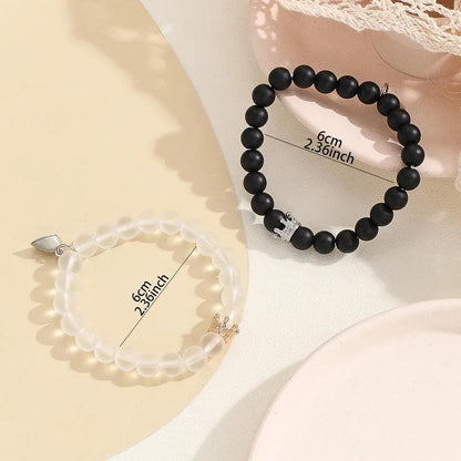Handgefertigtes Kronen-Perlen-Charms-Armband, leuchtendes Herz, im Dunkeln leuchtendes Partnerarmband für Liebhaber, Männer und Frauen, fluoreszierendes Geschenk