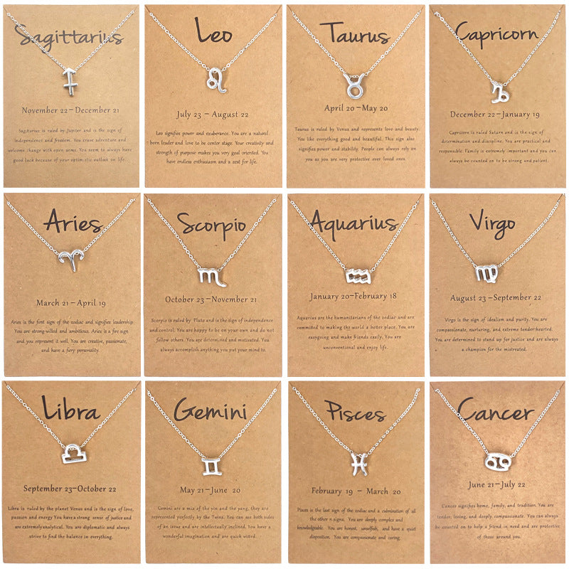 Zodiac sign necklaces with gift cards, constellation pendant necklace jewelry