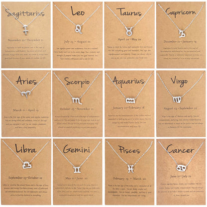 Zodiac sign necklaces with gift cards, constellation pendant necklace jewelry