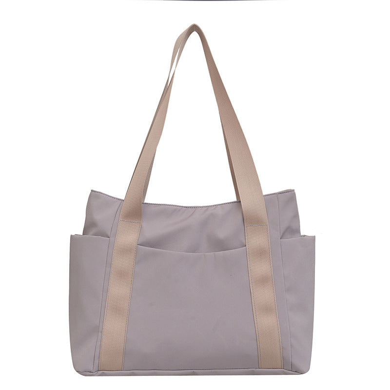 New Japanese style solid color shopping bag shoulder bag casual simple canvas handbag