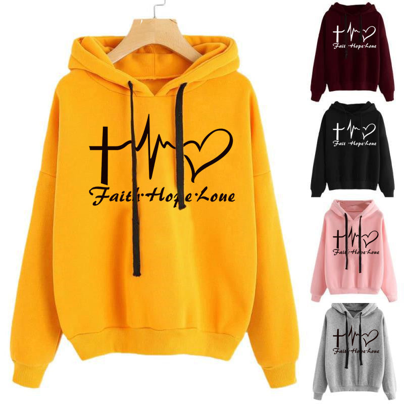 Hoodie sweatshirt with heart motif, women&