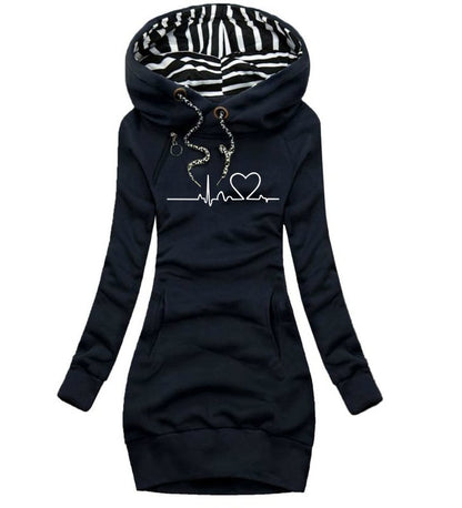 Herz-Print Lange Kleidung Damen Hoodie Sweatshirt Pullover Oberteile