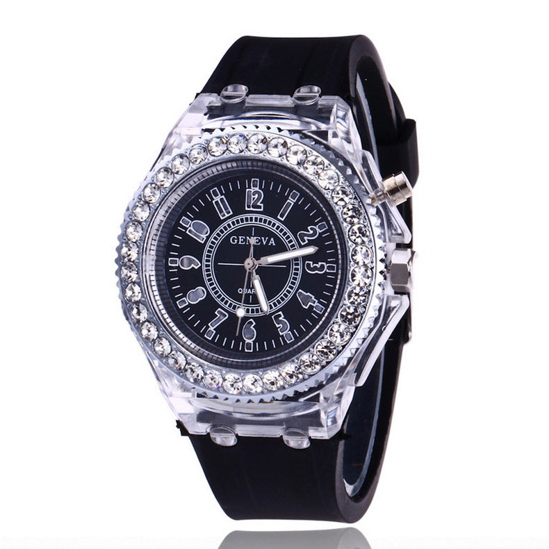 LED-Leuchtuhren Genf Damen Quarzuhr Damen Silikonarmbanduhr