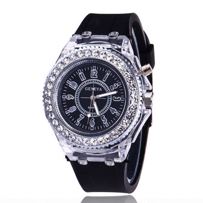 LED-Leuchtuhren Genf Damen Quarzuhr Damen Silikonarmbanduhr